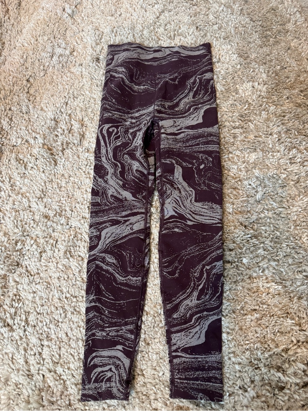 Athleta Plum and Light Gray Marbled High-Rise Leggings
